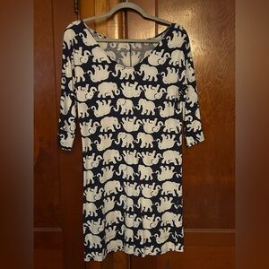 Lilly Pulitzer Elephant Dress Navy and White
